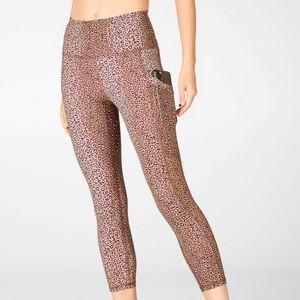 Fabletics Pink/Tan Leopard Capri Leggings, XXS